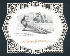 Peacock and Owl in shop by English School