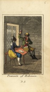 Peasants of Bohemia drinking wine in a tavern by English School
