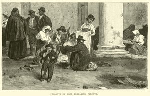 Peasants of Sora preparing Polenta by English School