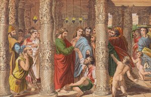 Peter and John Healing the Impotent Man by English School