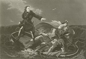 Peter the Great crossing the Neva by English School