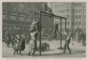 Physical recreation for London children: A scene in Drury Lane Garden by English School