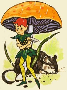 Pixie Under a Mushroom