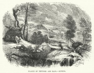 Plague of Thunder and Rain, Rubens (engraving) by English School