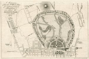 Plan for improvements in Marylebone, London, now called the Regents Park, made in the year 1809 by English School