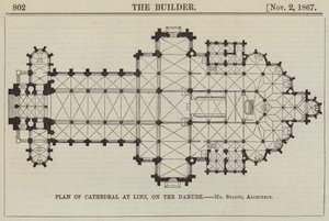 Plan of Cathedral at Linz, on the Danube (engraving) by English School