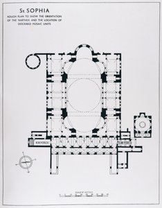 Plan to Show the Orientation of the Narthex and Described Mosaic Units, from The Mosaics of Haghia Sophia at Istanbul by Thomas Whittemore