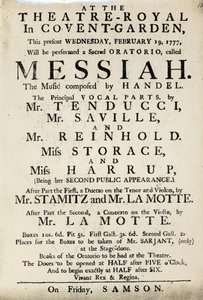 Playbill Advertising a Performance of Handel