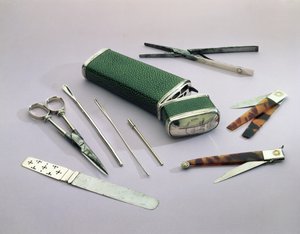Pocket Etui, containing surgeons instruments for minor operations by English School
