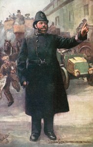 Policeman controlling traffic by English School