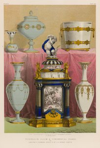 Porcelain Clock and Ornamental Glass by English School
