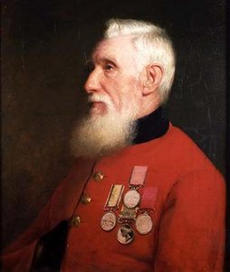 Portrait of a Chelsea Pensioner Wearing His Service Medals by English School