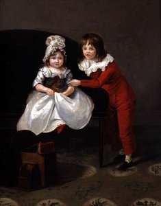 Portrait of Two Children with a Squirrel
