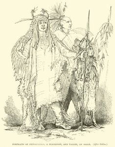 Portraits of Petohpeekis, a Blackfoot, and Tallee, an Osage by English School