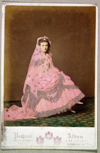 Postcard with woman in costume