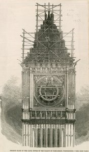 Present State of the Clock Tower of the Palace of Westminster by English School