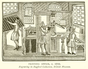 Printing Office, c. 1710 by English School