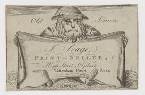 J Seago Printseller, trade card by English School