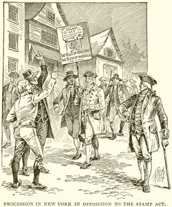 Procession in New York in Opposition to the Stamp Act by English School