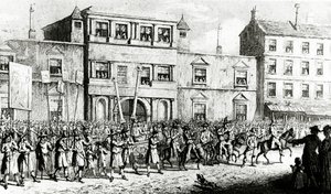 Procession of 1741 in London mocking Freemasons, 1843 by English School
