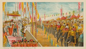 Proclaiming Victoria Empress of India-Delhi- 1 January 1877 by English School
