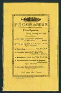 Programme for the Valletta Gymnasium, 3 January 1896 by English School
