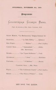 Programme for the Banquet at the Guildhall, London, on 9 November 1866 by English School