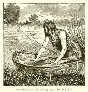 Progress of Primeval Man by Water by English School