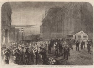 The workmen leaving the grounds by English School