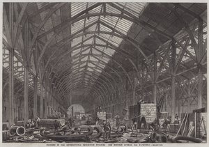 Progress of the International Exhibition Building, the Western Annexe, for Machinery by English School