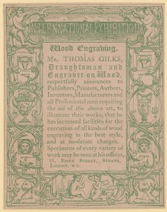 Promotional Card for Thomas Gilks, Draughtsman and Engraver on Wood by English School