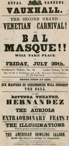 Promotional leaflet for The Second Grand Venetian Carnival and Bal Masque at Royal Gardens, Vauxhall, London by English School