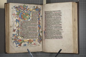 Psalter with Sarum Use Calendar, Fol 72 verso fol 73 recto, c.1425-75 by English School