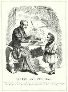 Praise and Pudding: Prince Albert Rewarding Joseph Paxton for Designing the Crystal Palace to House the Successful Great Exhibition of 1851 in Hyde Park, London by English School