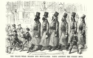 The Police Wear Beards and Moustaches. Panic Amongst the Street Boys by English School