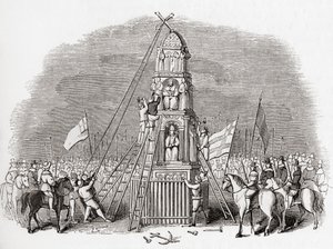 Puritans destroying the Cheapside Cross aka Eleanor Cross, London, England in 1643, from Old England: A Pictorial Museum by English School
