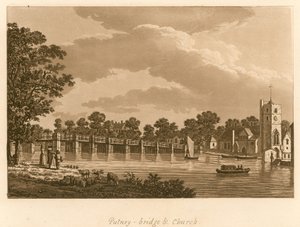 Putney Bridge and Church, London by English School