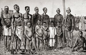Pygmy Natives as Compared with English Officers, Sudanese and Zanzibaris, 1890