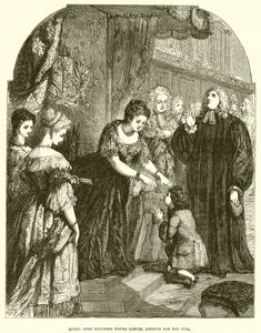 Queen Anne Touching Young Samuel Johnson for the Evil by English School