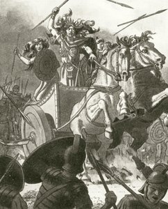 Queen Boadicea in her chariot by English School