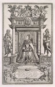 Queen Elizabeth I as Patron of Geography and Astronomy, Frontispiece to a Book of Saxon Maps of England, 1579 by English School