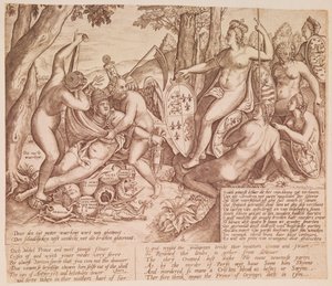Queen Elizabeth I of England as the Goddess Diana, Sitting in Judgement Over Pope Gregory XIII by English School