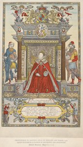 Queen Elizabeth as patron of geography and astronomy. Frontispiece to Saxton