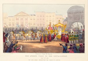 Queen Victoria entering the City of London at Temple Bar, engraved by G. Tregear, 1837
