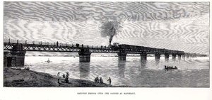 Railway Bridge Over the Ganges at Rajghaut by English School