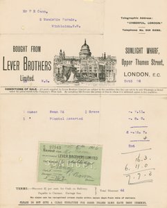 Receipt for Lever Brothers Limited by English School