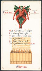 Red Devil and Wicker Basket by English School