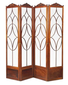 Regency four fold screen with foliate cresting, c.1815 by English School
