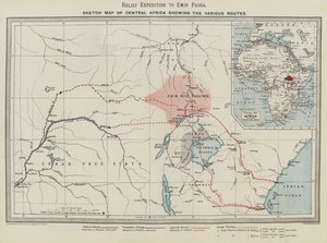 Relief Expedition to Emin Pasha, Sketch Map of Central Africa showing the Various Routes by English School