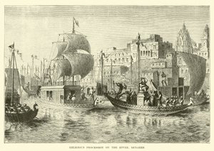 Religious Procession on the River, Benares by English School